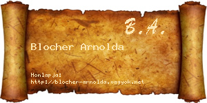 Blocher Arnolda névjegykártya